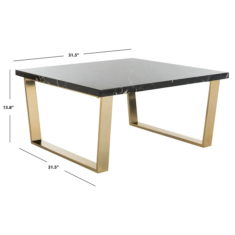 SAFAVIEH Bea Black/ Brass Square Coffee Table - 31.5 x 31.5 x 15.8 - 32Wx32Dx16H