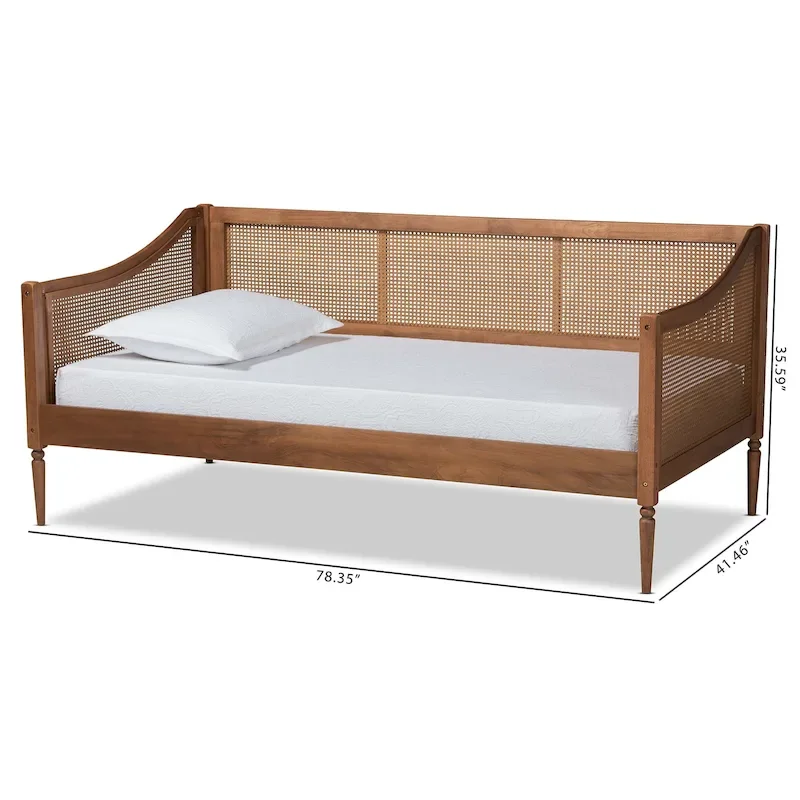 Ogden Mid-Century Modern Synthetic Rattan Daybed-Twin