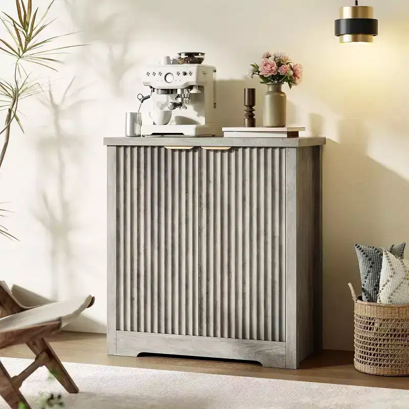 Buffet Sideboard Cabinet with Fluted Doors, Adjustable Shelves, Modern Accent Storage Console for Dining Room, Living Room, Hallway