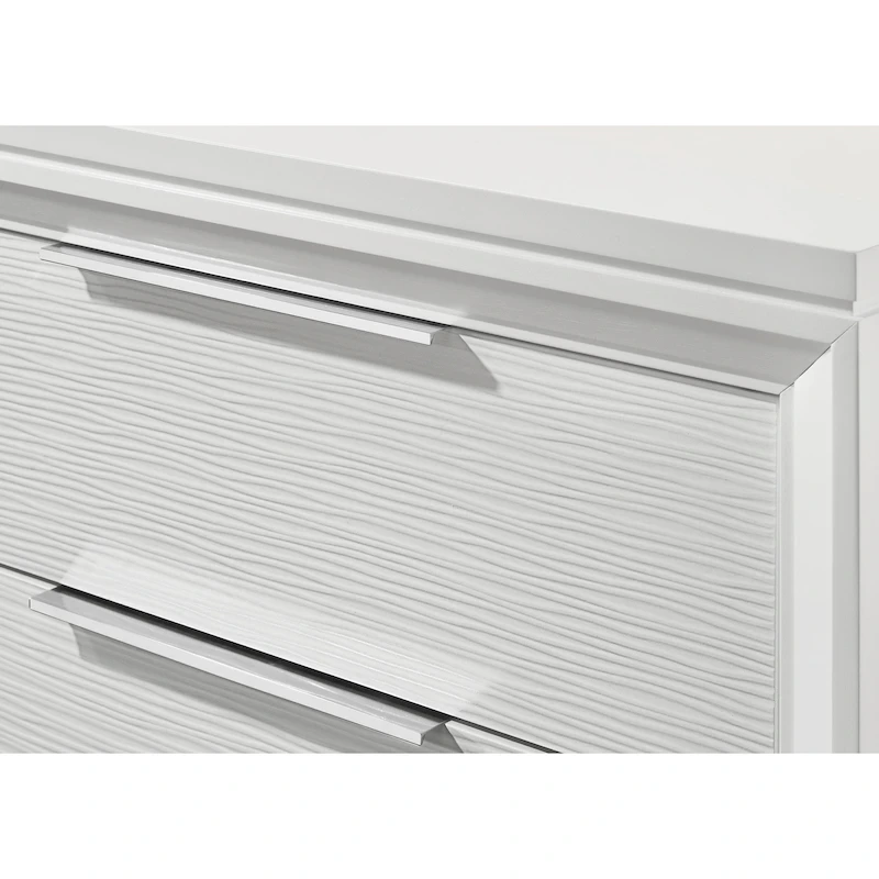 Denissa 6 Piece White Upholstered LED Panel Bedroom Set