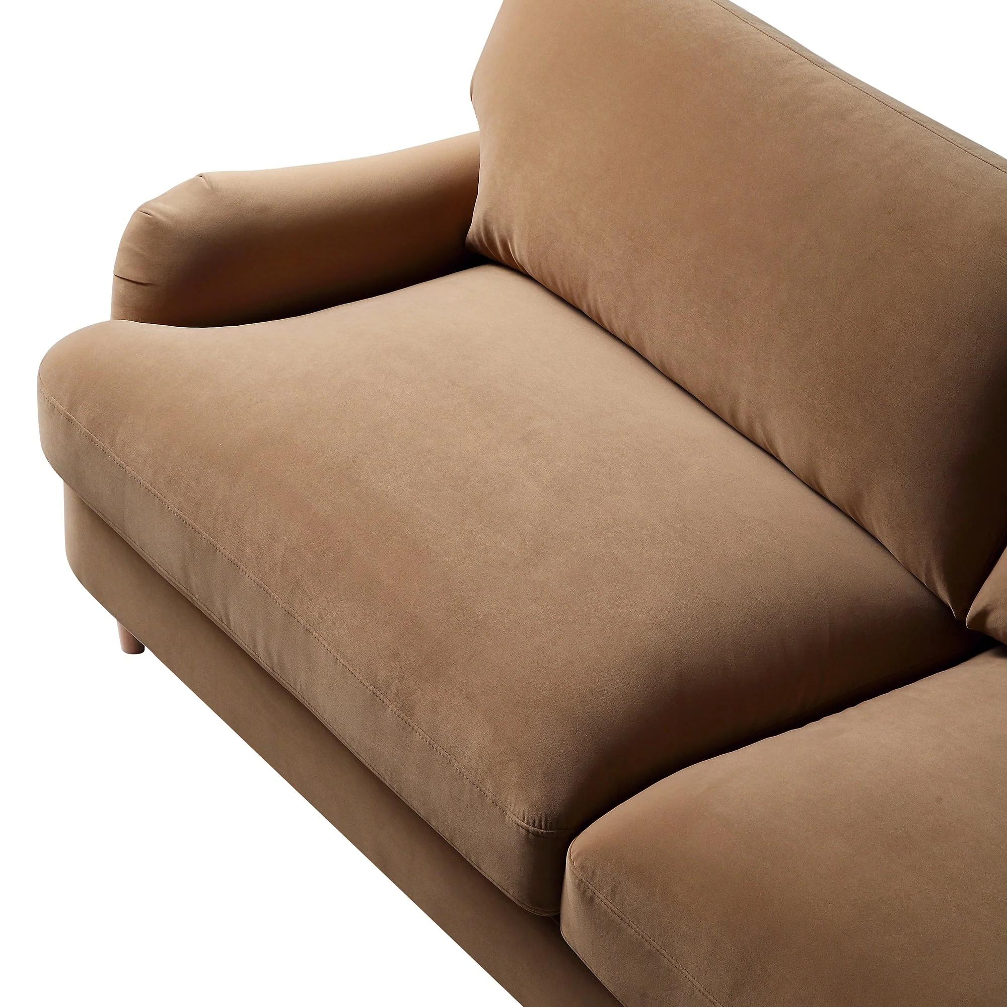 Camel Velvet Sofa, 3-Seater