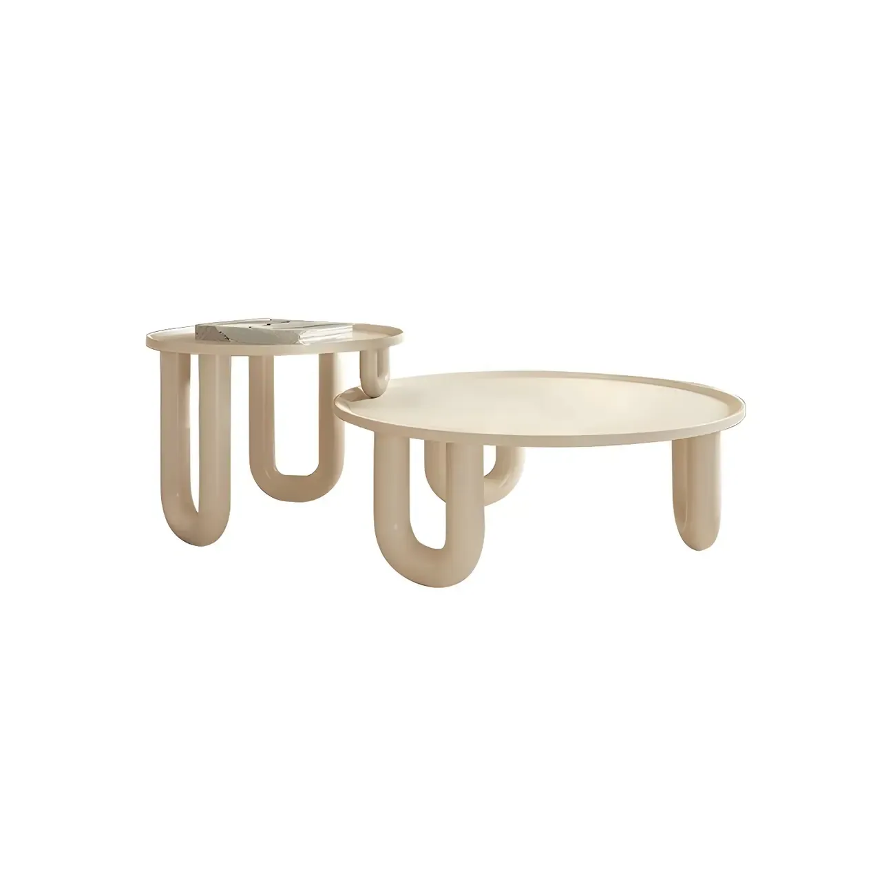 White Round Modern Three-Leg Wood Coffee Table