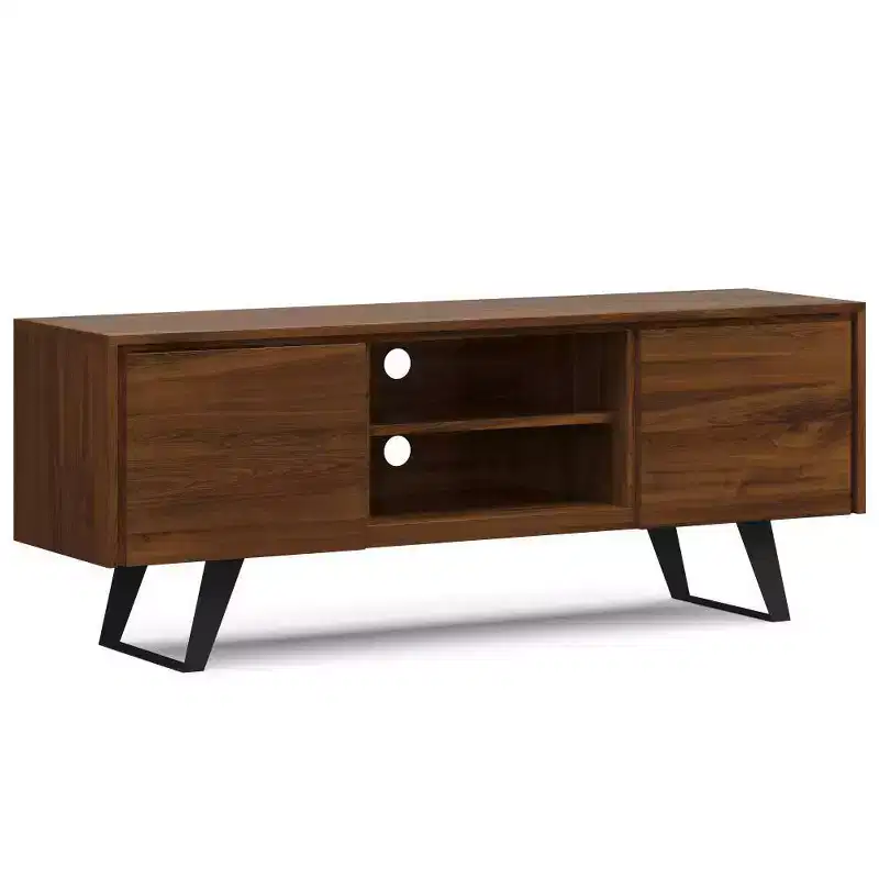 Mitchell TV Stand: Sturdy Metal Legs, Media Storage, Cord Management - WyndenHall