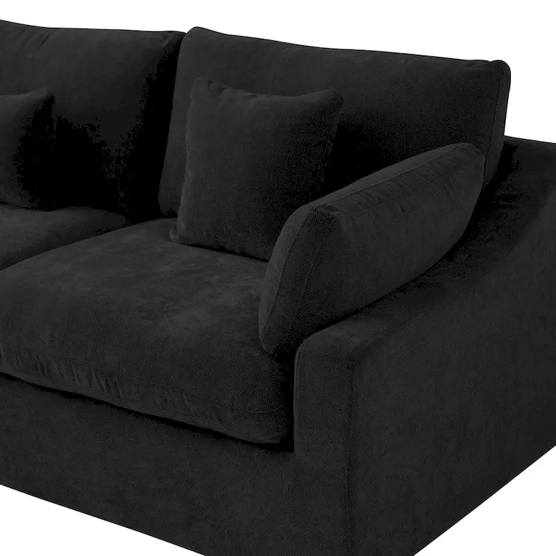 Classic Modern Linen Sectional Modular Sofa 4-Seater Down Filled Cloud Couch with Cushions