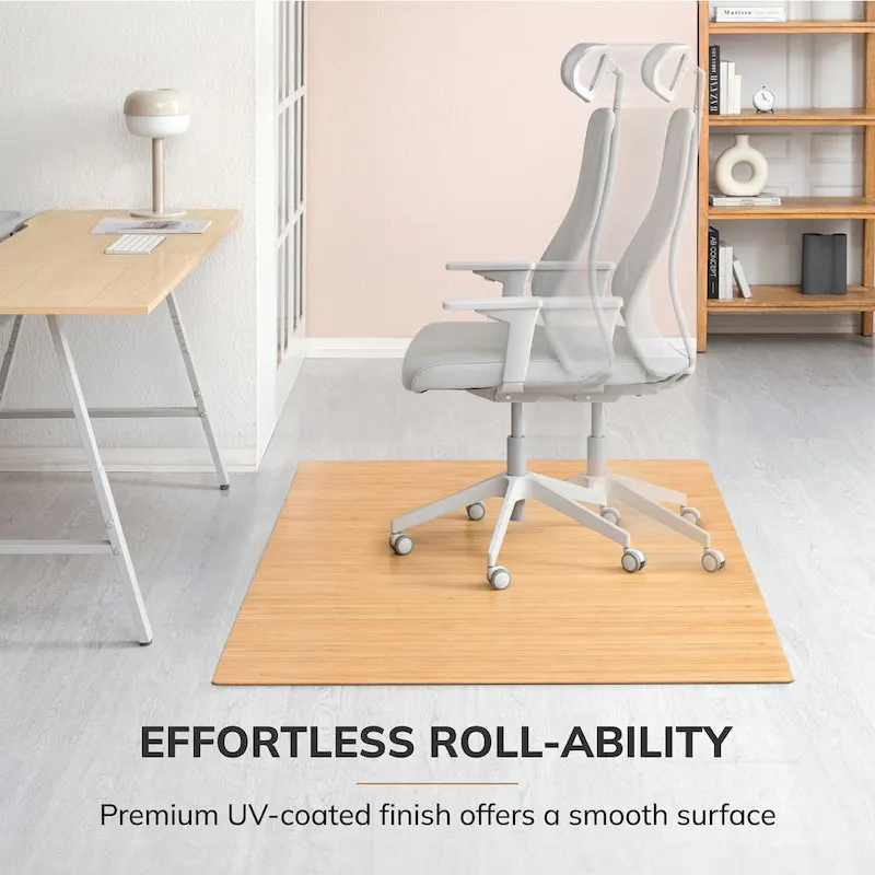 Jani Eco Bamboo Standard Rectangular Natural Chair Mat - (72 x 48), Eco-Friendly Chair Mat