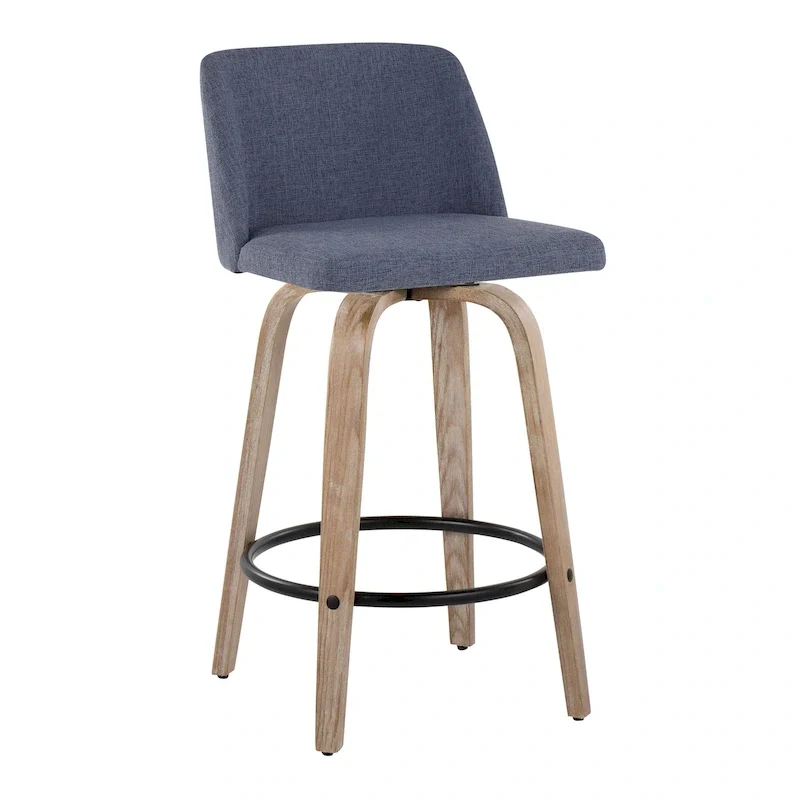 26 Fixed-Height Counter Stool With Whitewashed Wood Base (Set of 2)