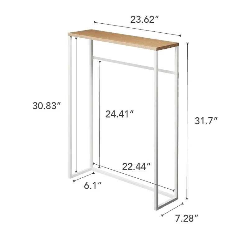 Yamazaki Home Narrow Entryway Console Table, Steel, Holds 11 lbs - L 7.28 x W 23.62 x H 31.69 inches