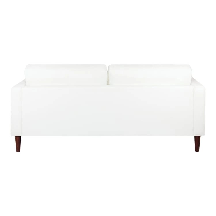 Modern Genuine Leather Sofa with Wooden Legs & Additional Bolster Pillow