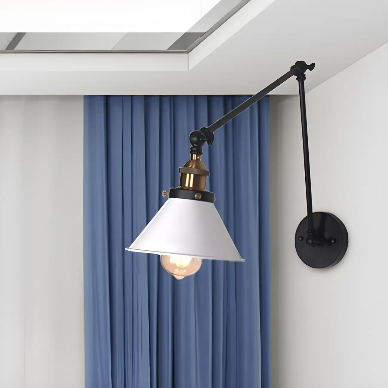 Cone Shade Metal Retro Swing Arm Wall Light