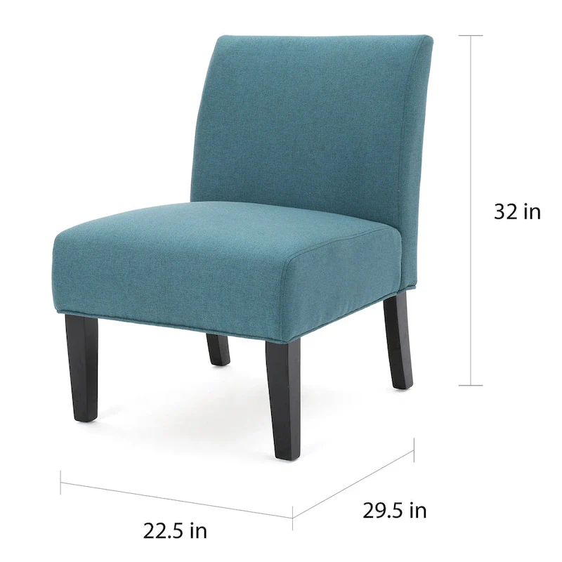 Grey / Light Blue / Light Grey / Dark Teal Contemporary Fabric Slipper Accent Chair – Single