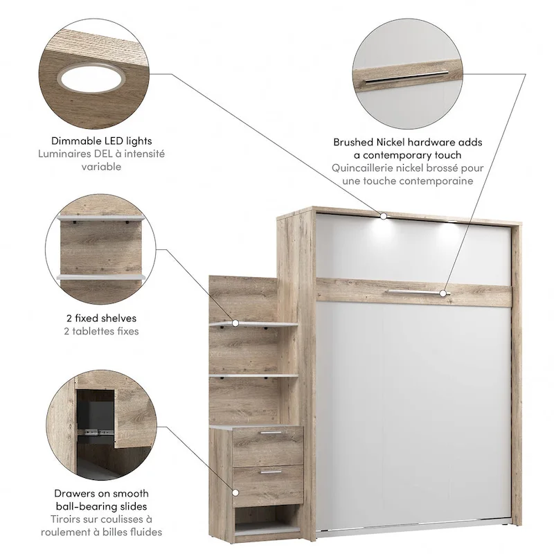 Cielo Queen Murphy Bed with Floating Shelves by Bestar