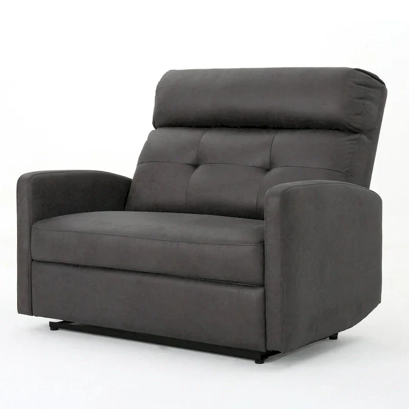 Power Recliner Chair, Oversize Wide Seat, Tufted Slate Gray Microfiber