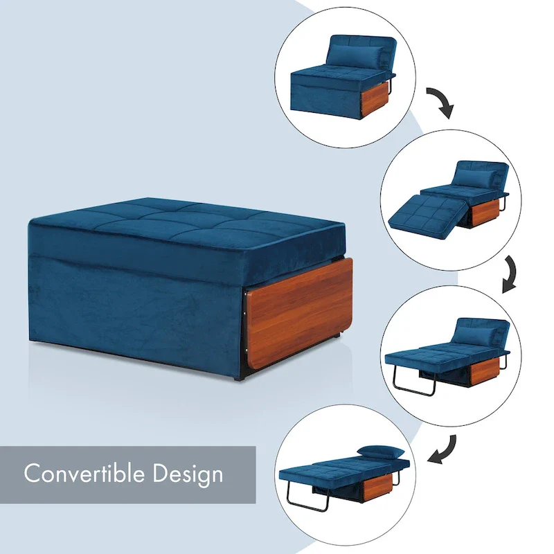 Furniture of America Hattie Assembled Convertible Cocktail Ottoman-Futon
