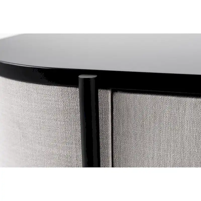 Modrest Hobart Modern Beige Fabric & Black Metal Buffet
