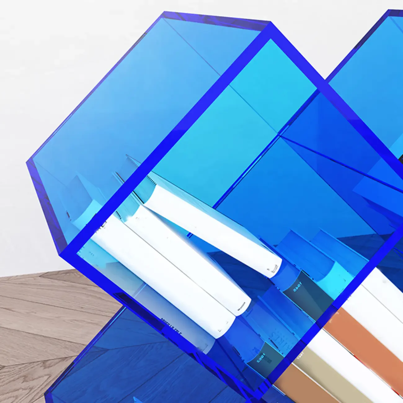 Acrylic Geometric End Table Bookshelf Display