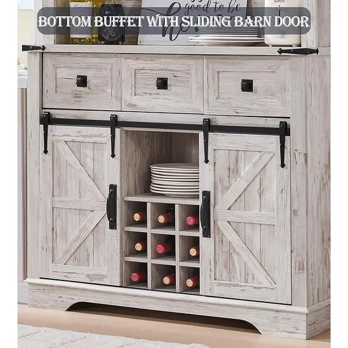 Farmhosue Bar Cabinet, Kitchen Buffet, Coffee Bar Sideboard Table - N/A