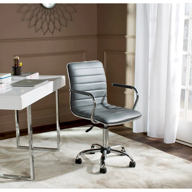 SAFAVIEH Kendra White Adjustable Height Office Desk Chair - 22.4  x 19.9  x 35.9  - 22.4  x 19.9  x 35.9  - 22Wx23Dx40H