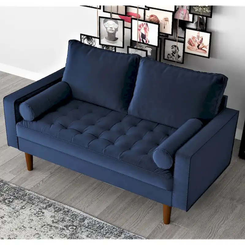 Luis Mid-century Modern Tufted Velvet Loveseat - N/A