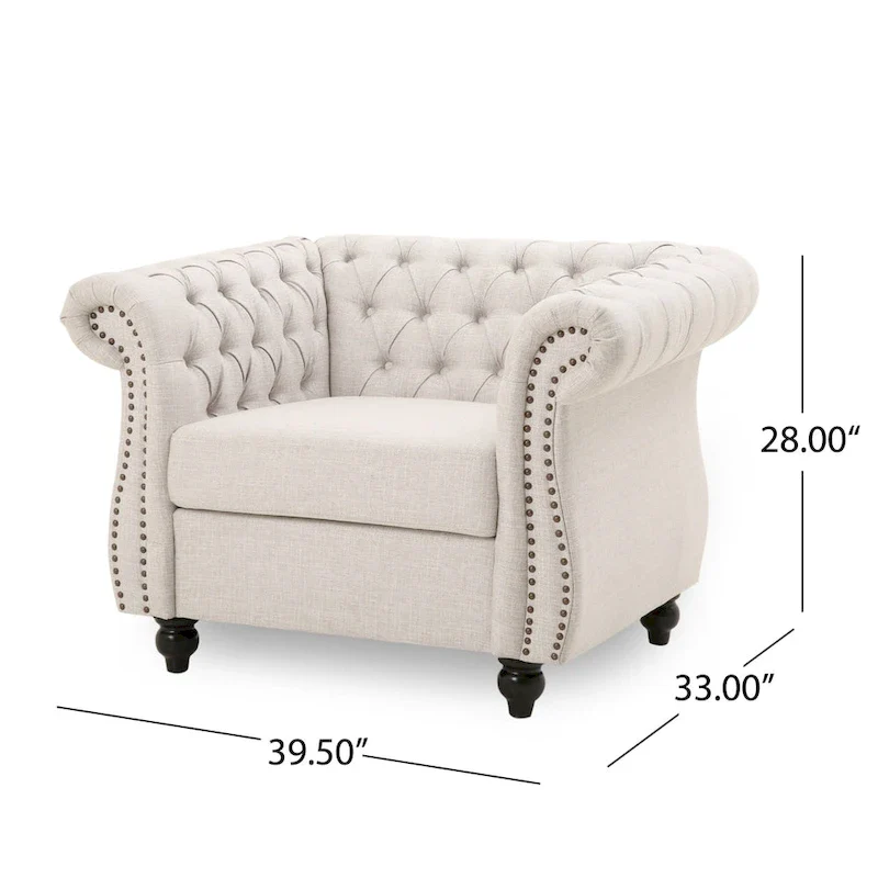 Chesterfield Club Chair with Tufted Upholstery