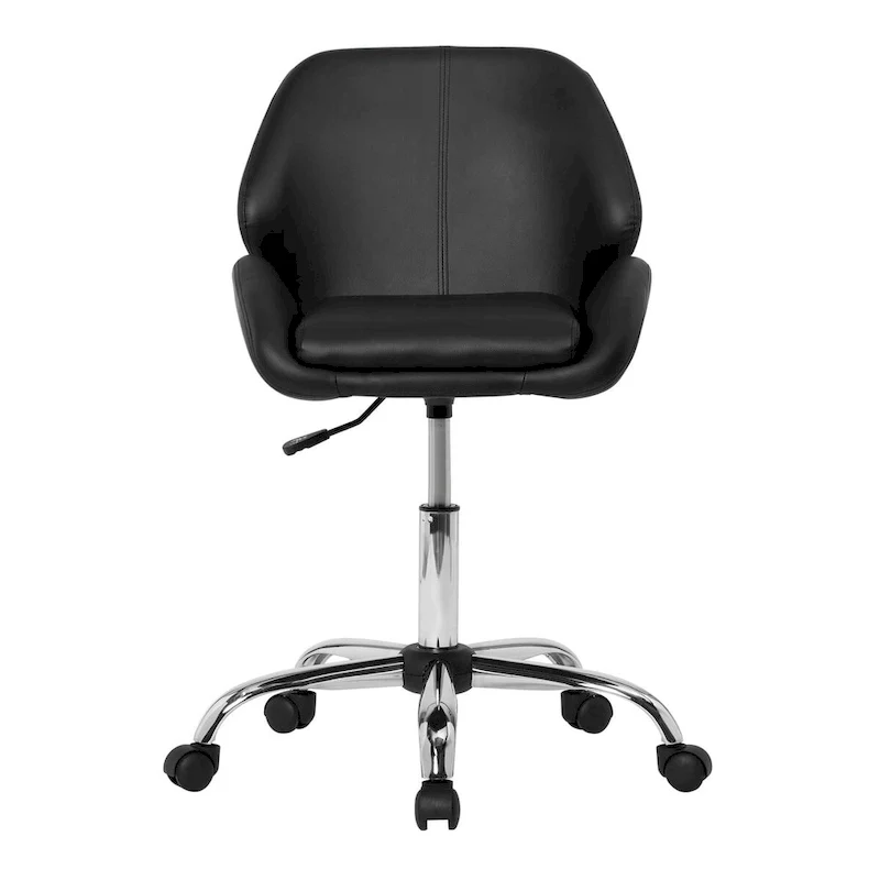 Black Faux Leather Office Chair with Chrome Base for Adults