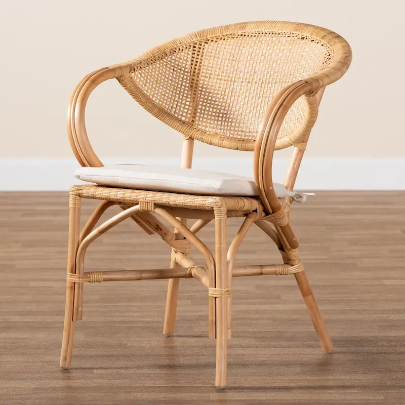Varick Bohemian Natural Brown Finished Rattan Dining Chair