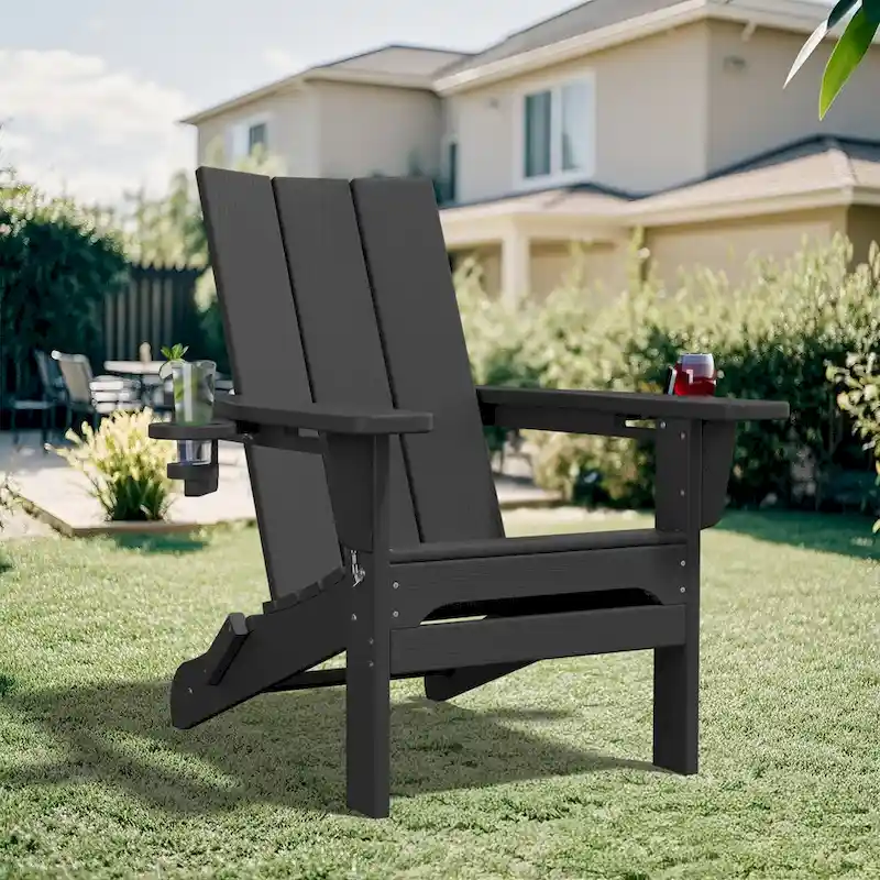 HDPE Modern All weather Adirondack Chairs with Cup-holders