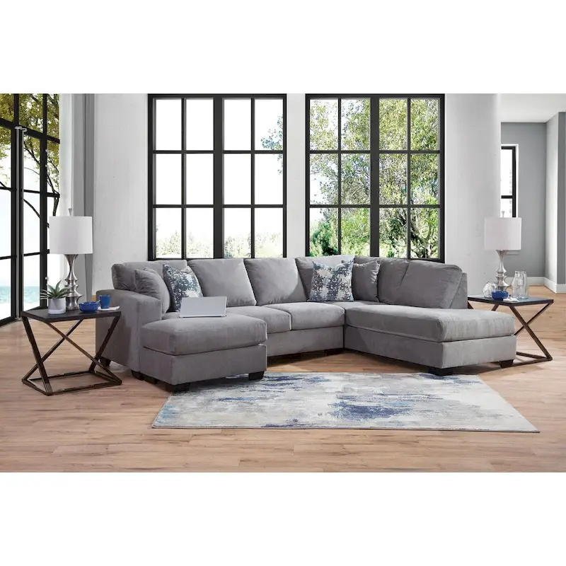 American Furniture Classics Graphite Model A414V6-K2 U Shaped Sectional with 4 Throw Pillows