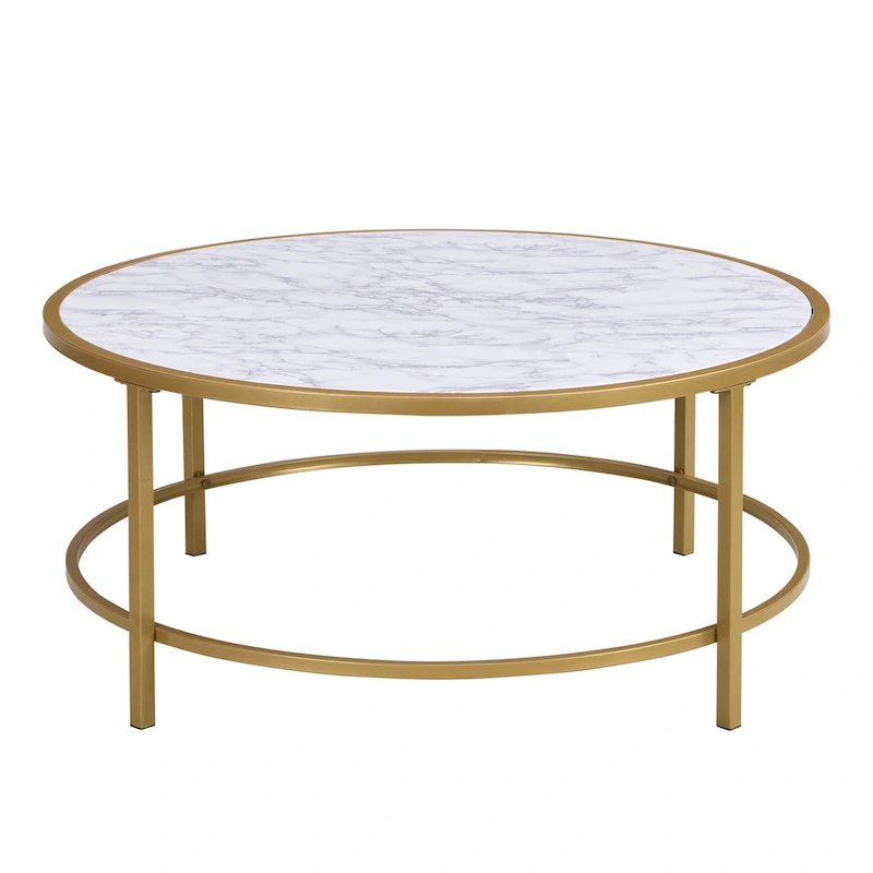 Carolina Living Verazano Faux Marble Top 36 Round Coffee Table - Gold