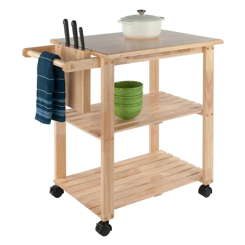 Mario Utility Kitchen Cart, Natural - 33.19 x 20.47 x 31.93 inches