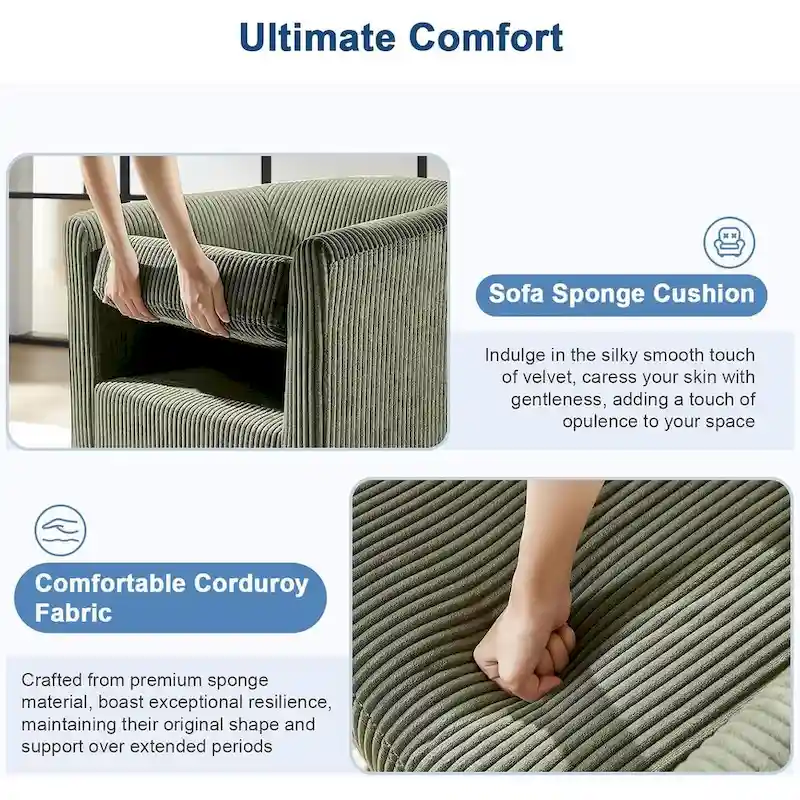 360 Swivel Accent Chair with Ottoman, Barrel Chair with Upholstered