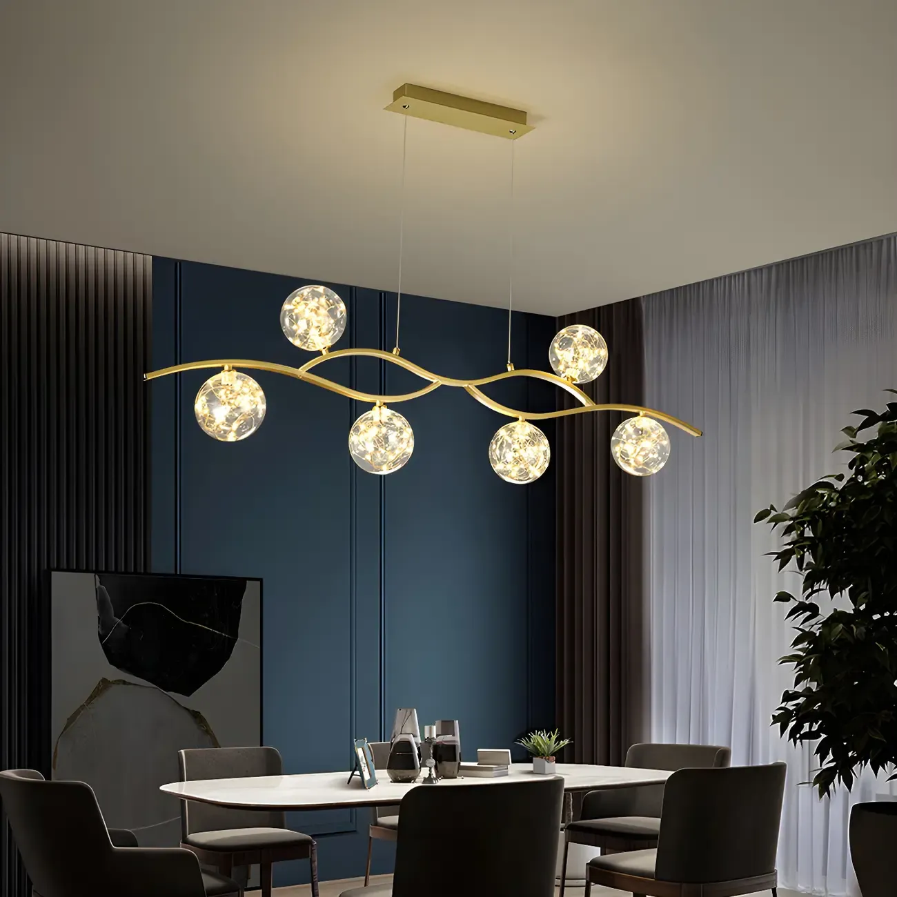 Modern Adjustable Clear Glass LED Pendant Light