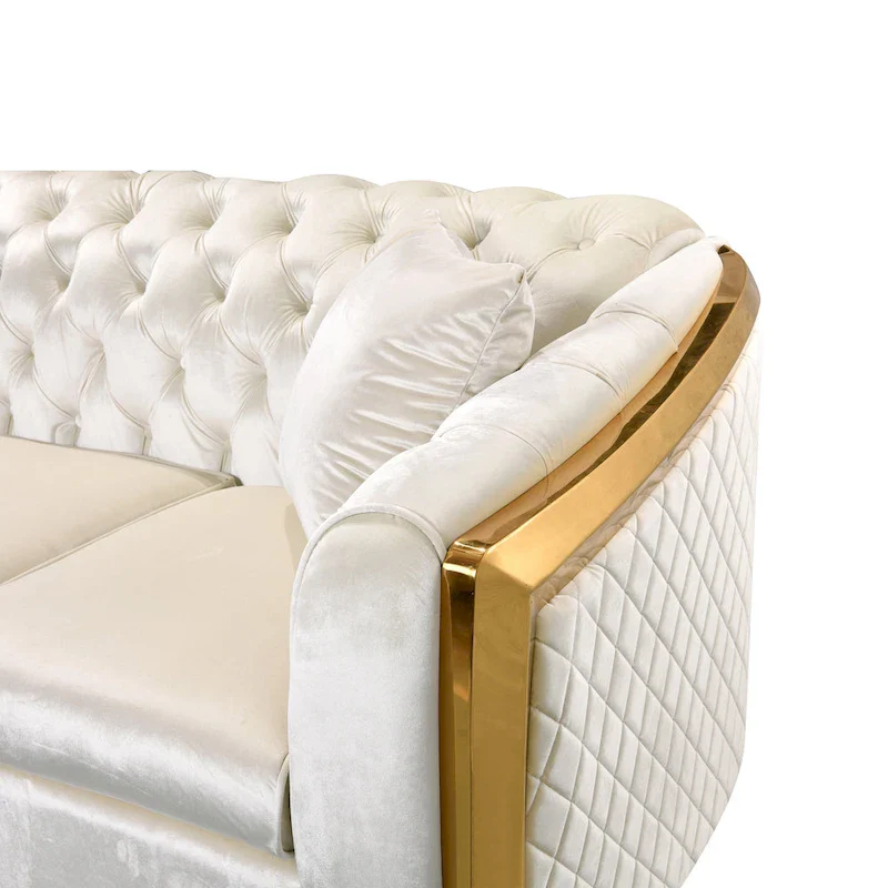 84  Luxury Chesterfield Velvet Sofa with Gold Trim