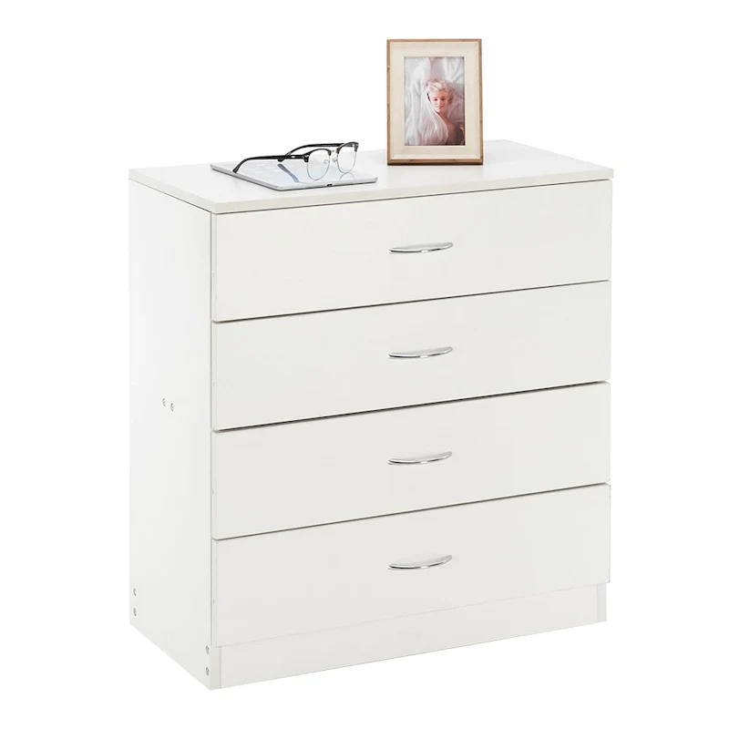 Modern Wood 4-Drawer Storage Nightstand