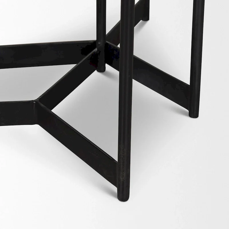 Marble & Dark Brown Wood Tabletop Nesting End/Side Tables