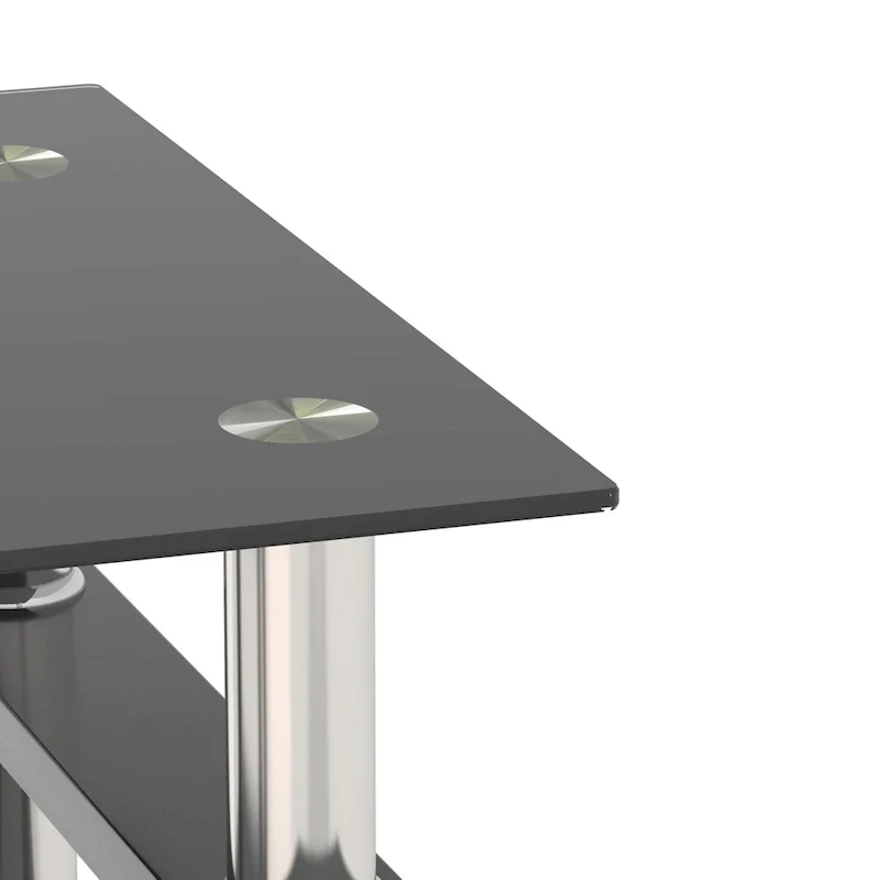 Square Tempered Glass Coffee Table with Metal Legs
