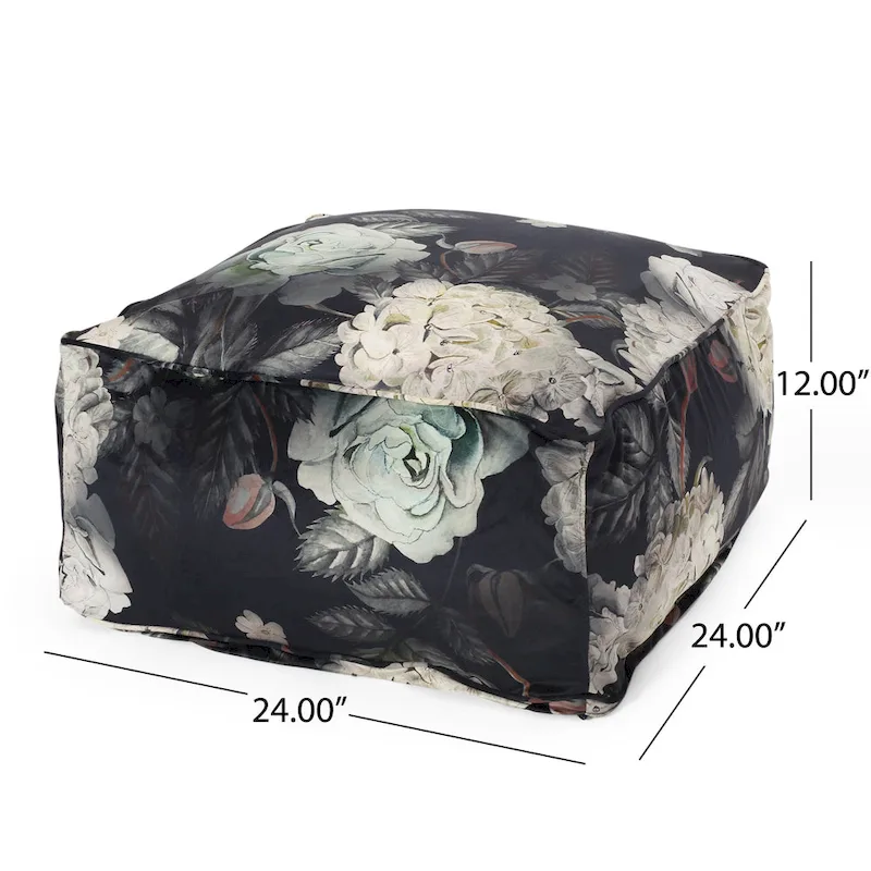 Reigle Traditional Medium Fabric Flower Print Cube Pouf by Christopher Knight Home