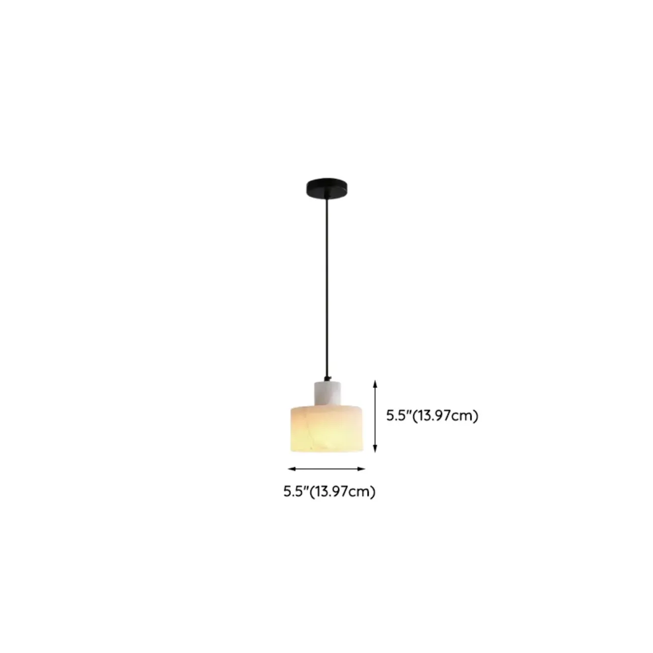 Black Stone Cylinder Hanging Pendant Light Fixture