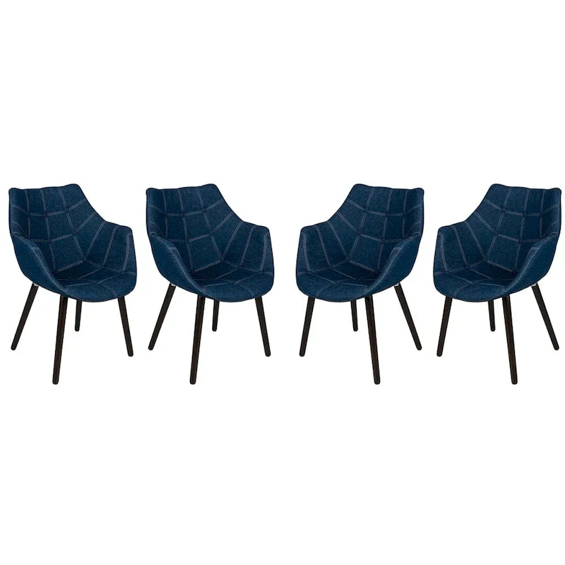 Denim Barrel-Back Accent Chair for 1 Person