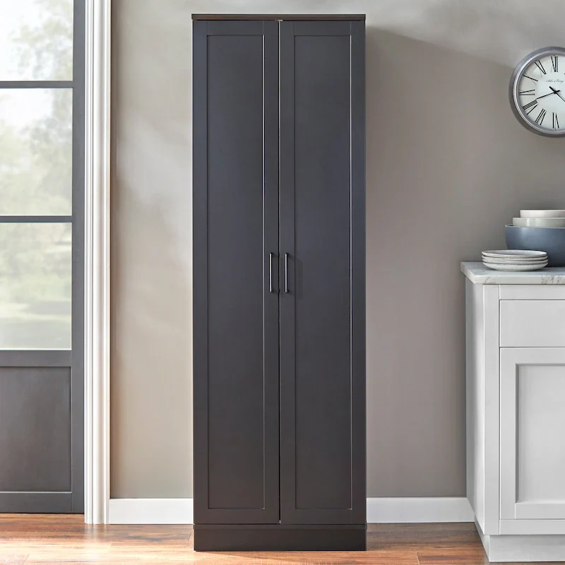 Black / Walnut / White 2-Door Pantry Cabinet for 1-Person Use