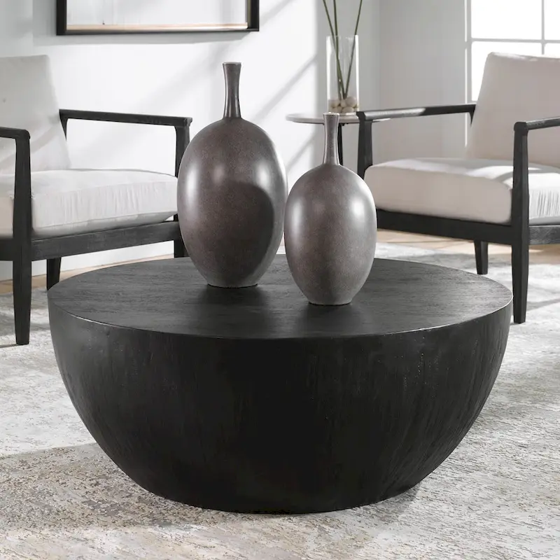 Round Coffee Table with Ebony Finish - 42W x 16H x 42D