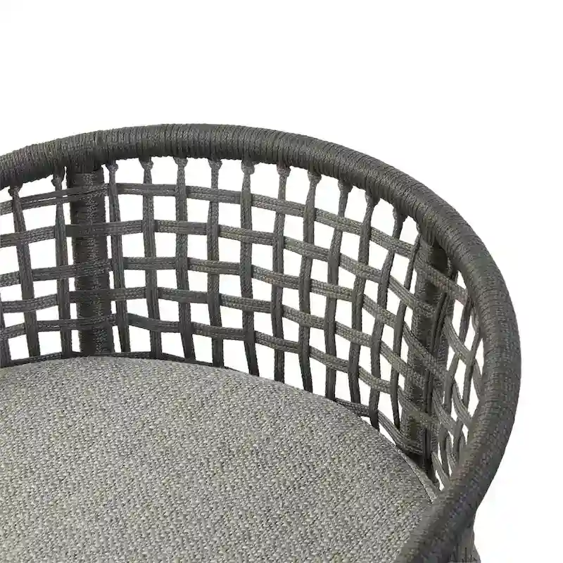 Natural/Dark Gray Woven Rope Back Counter Stool, 1-Person