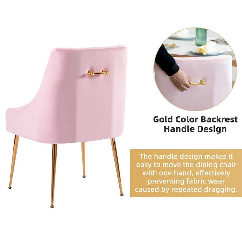 XINMICS Mid-Century Modern Velvet Dining Chair, Upholstered Parsons Chair, Set of 2