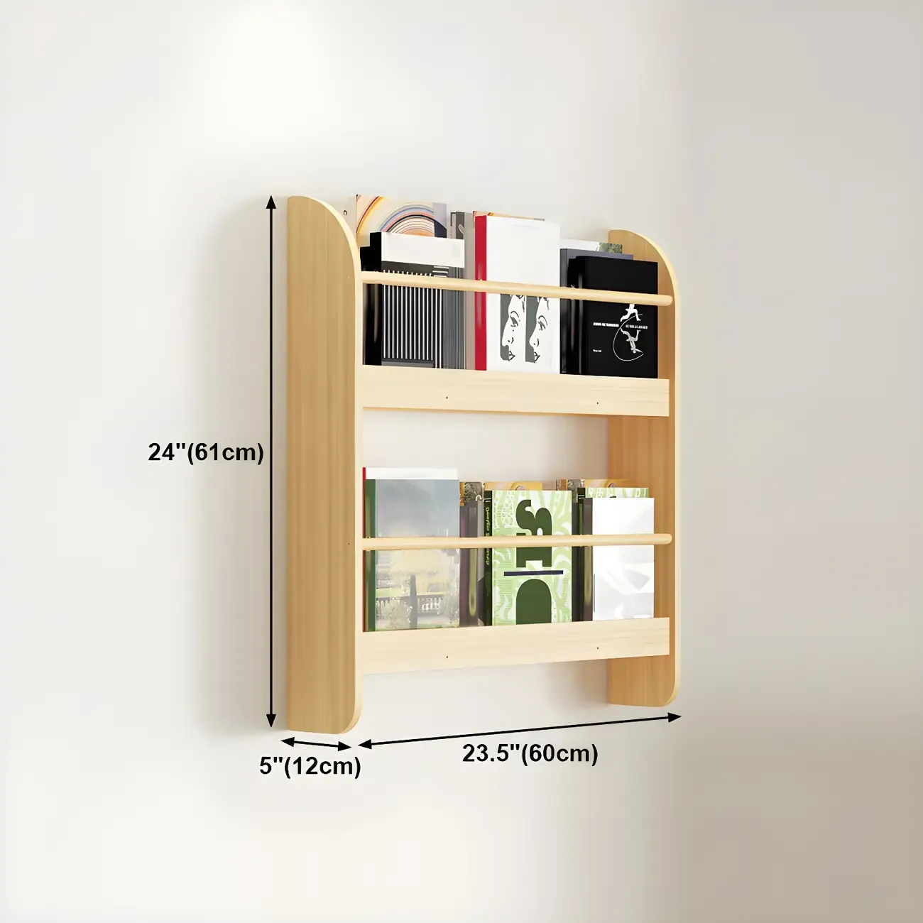 Modern Slim Wood Wall-Mounted Bookshelf