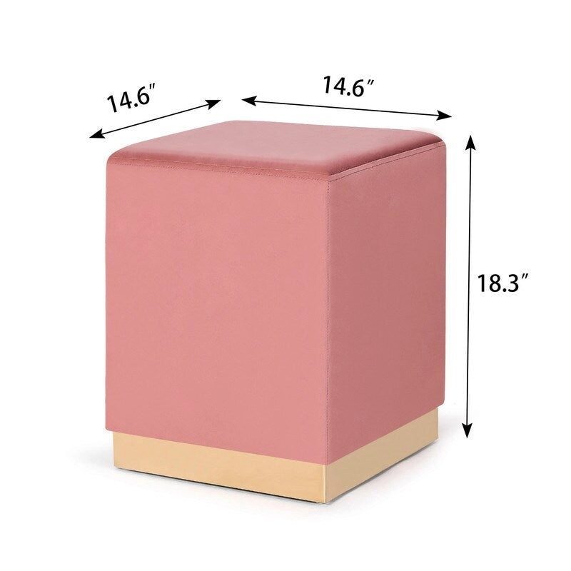 Adeco Ottoman Footrest Vanity Stool Gold Trim Footstool