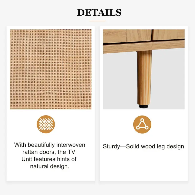 Modern Farmhouse Media Console with Solid Wood Legs