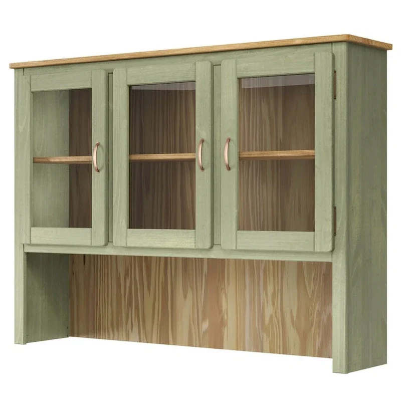 Green / Black Solid Pine Dining Hutch – Single Unit, Buffet Top Style