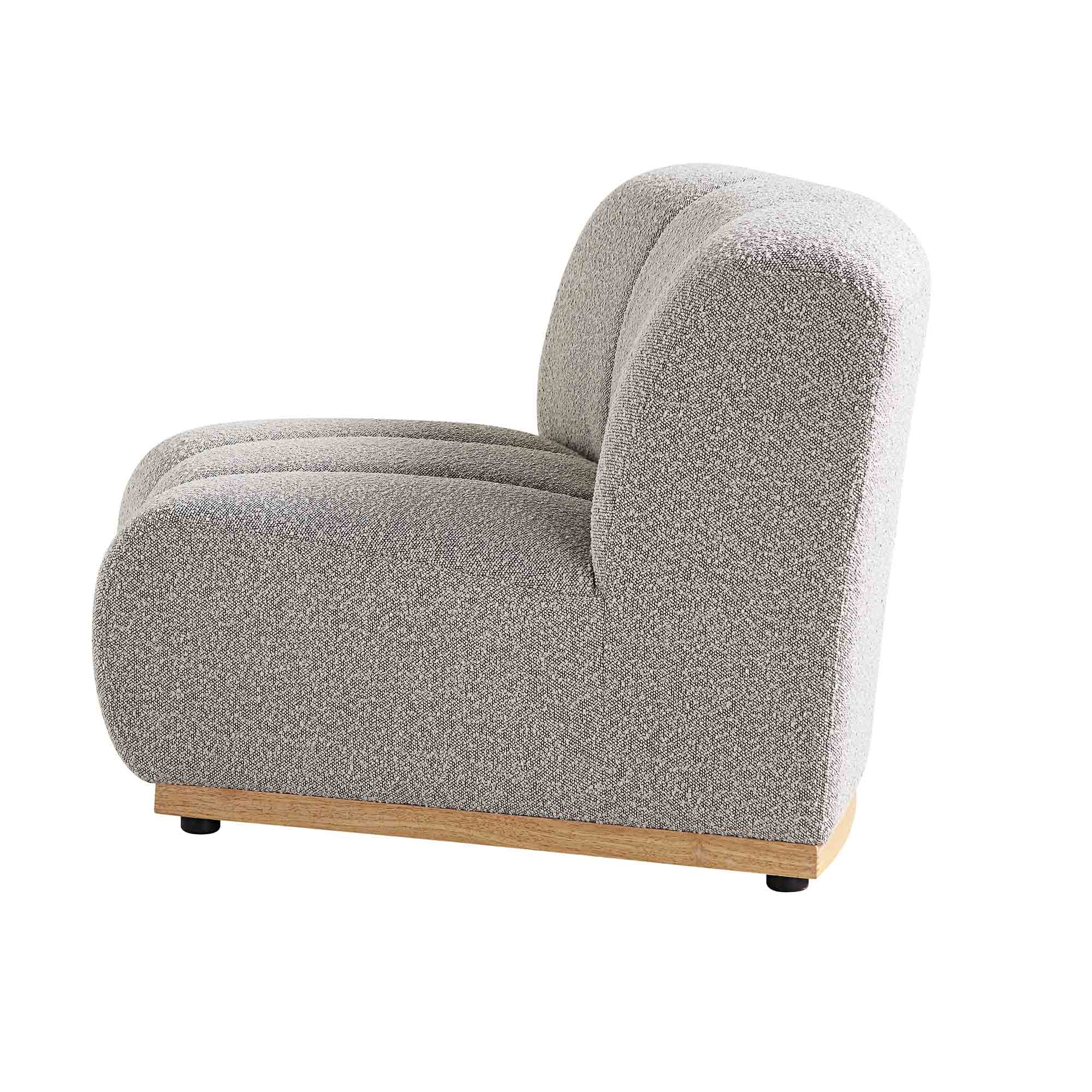 Taupe Boucle Sectional Sofa, 1-Seater Curved Sofa