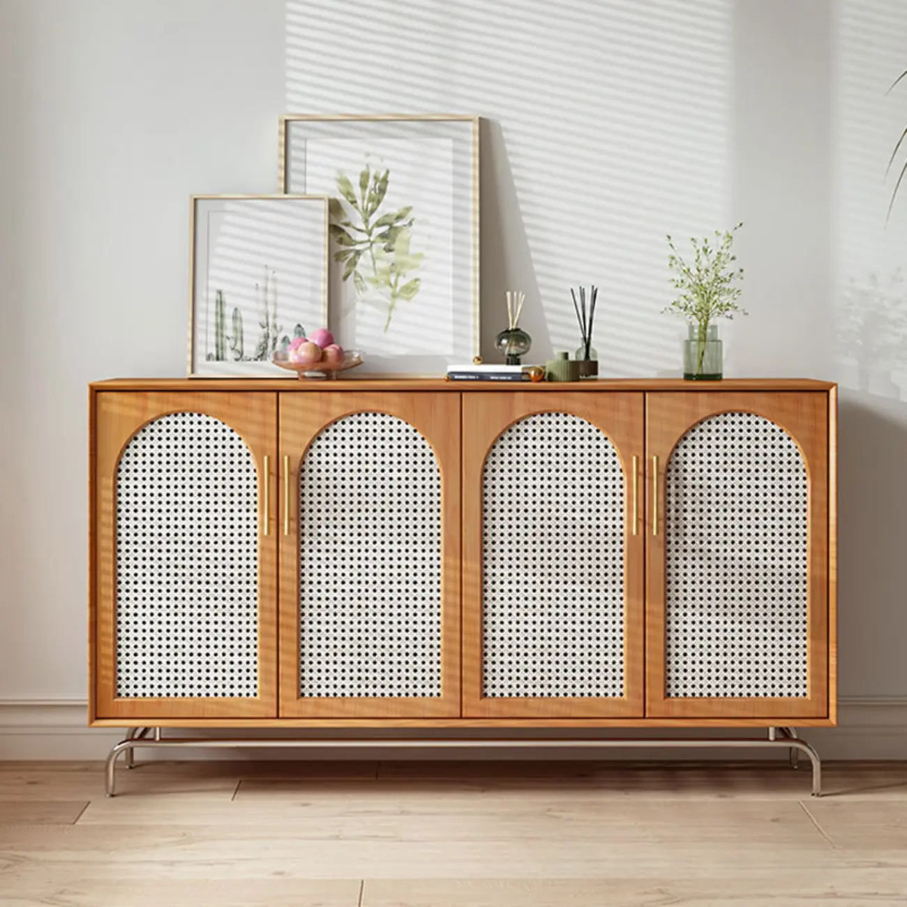 Tropical Pine Wood Accent Cabinet in Rectangular Shape