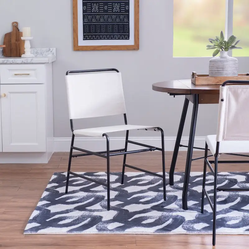 Leffler Sanded Steel and Fabric Industrial Dining Chair