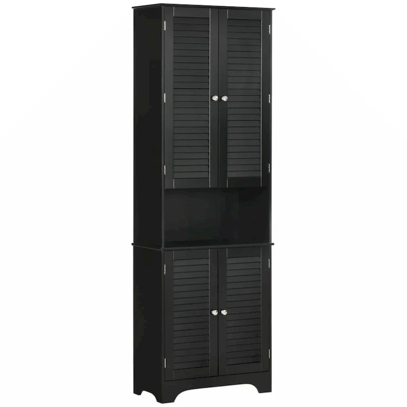 Freestanding Bathroom Linen Cabinet with 2 Cabinets and Countertop, Bathroom Floor Cabinet